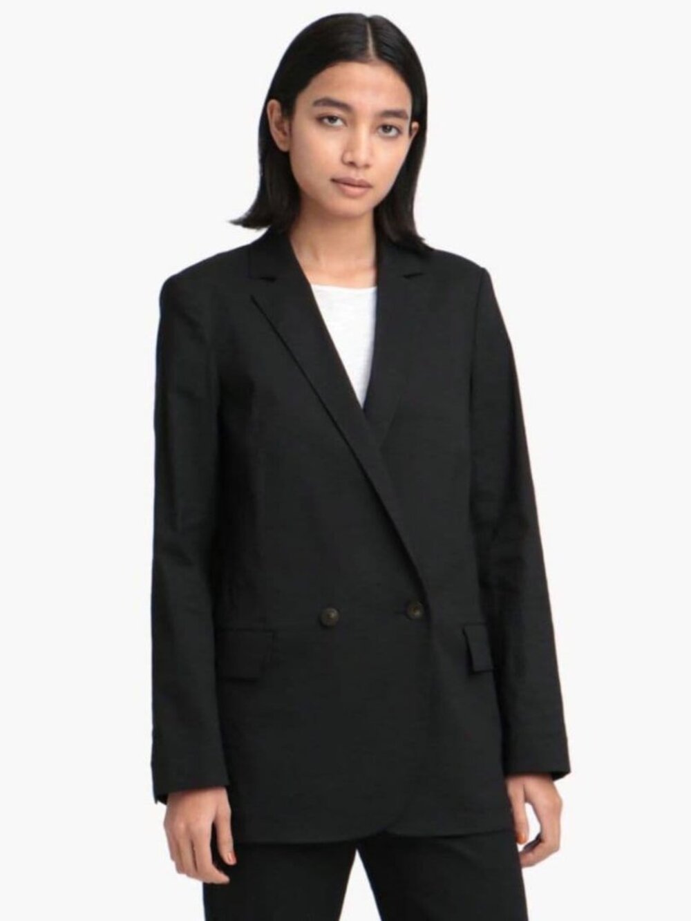 Theory Eco Crunch Wash Double Breasted Boy Tailored Jacket Blazer